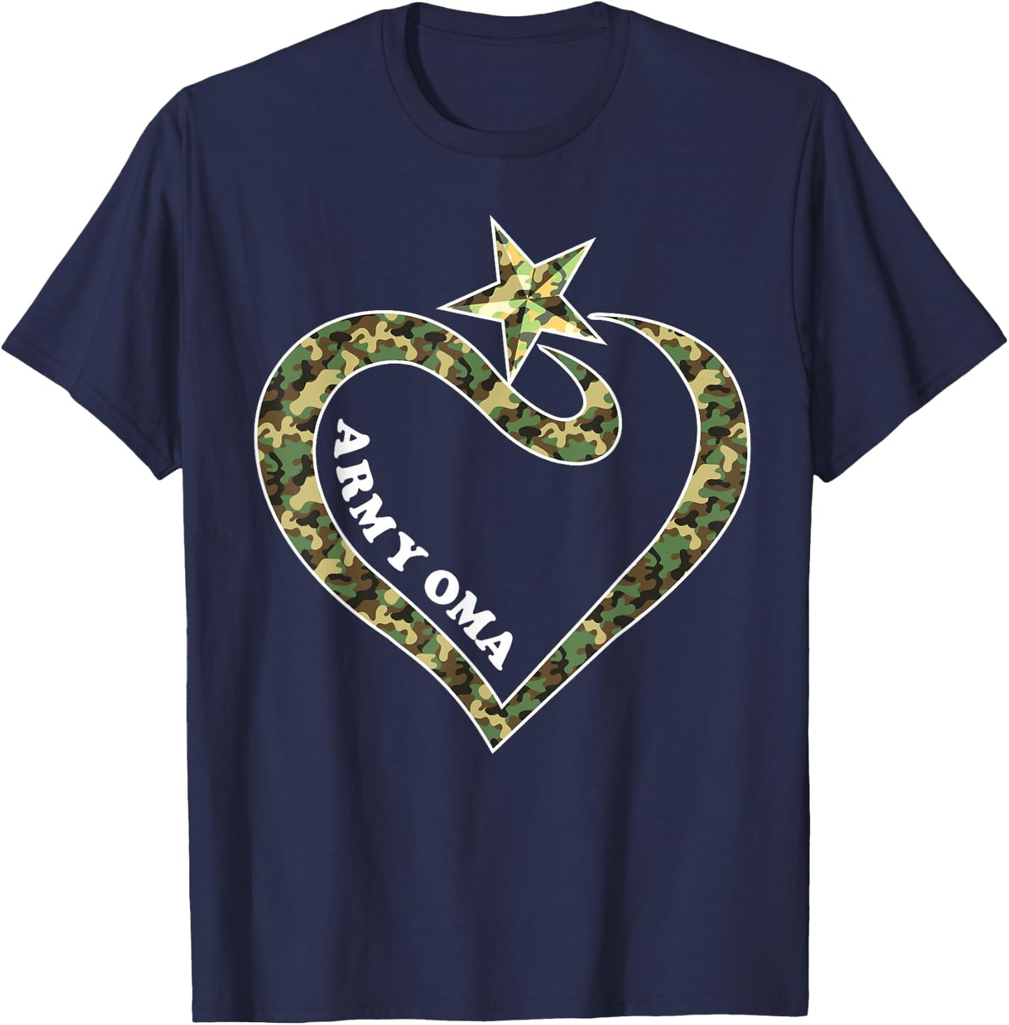 Army Oma With US Star Army Clothes Happy Mother T-Shirt - T-Shirt | Navy
