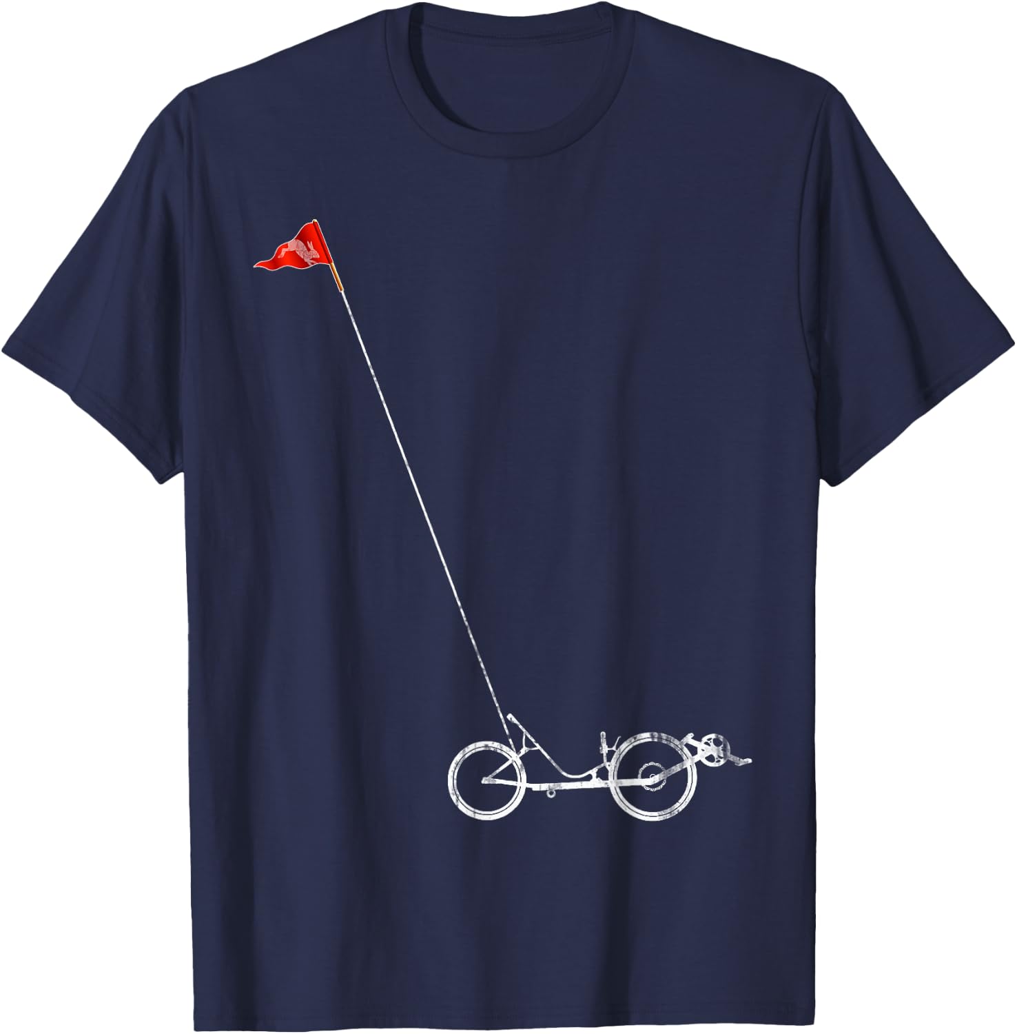 Recumbent Bicycle with Safety Flag T-Shirt - T-Shirt | Navy