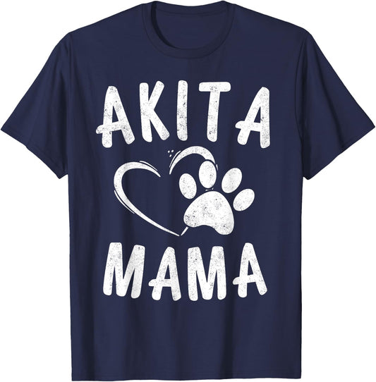 Fun Akita Mama Gift Pet Lover Apparel Dog Akita Mom Women Kids T-Shirt - T-Shirt | Navy