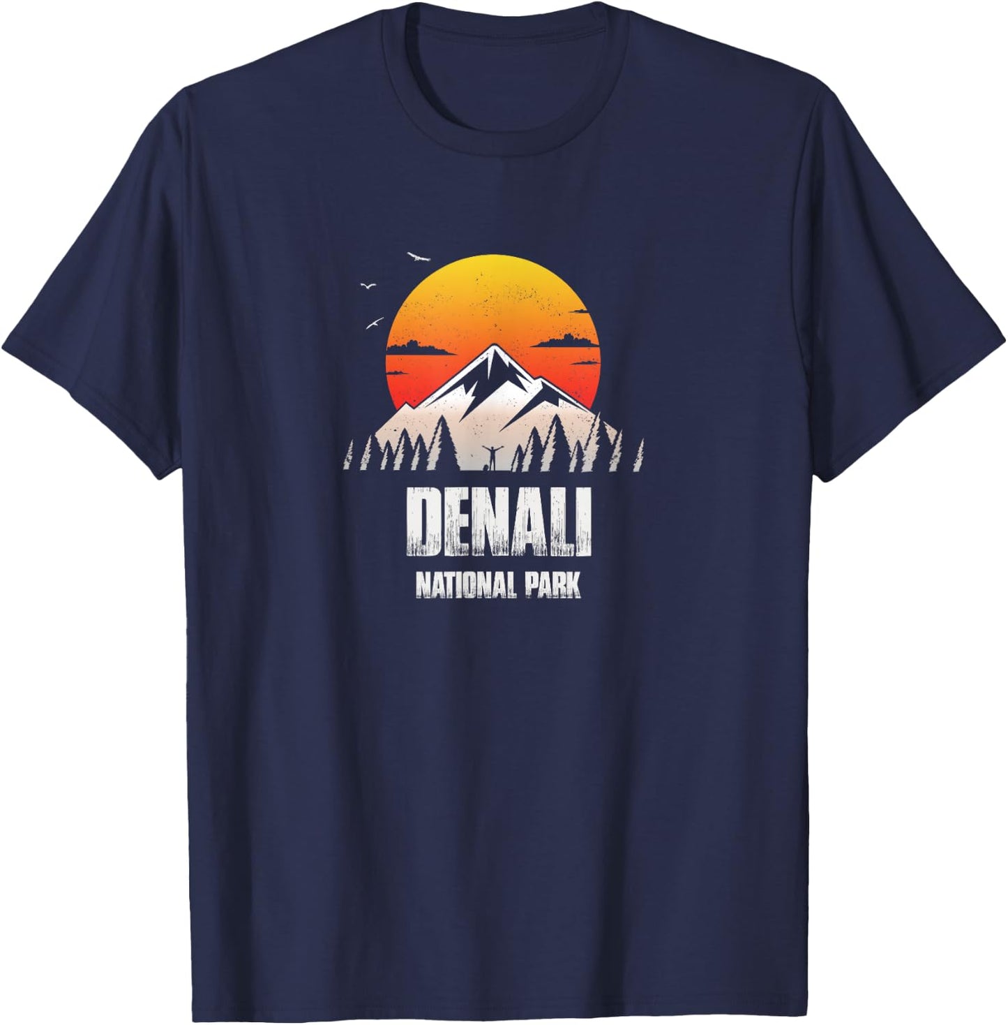 Denali Reminder - National Park Retro Souvenir T-Shirt - T-Shirt | Navy
