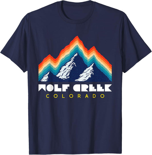 Wolf Creek, Colorado - USA Ski Resort 1980s Retro T-Shirt - T-Shirt | Navy