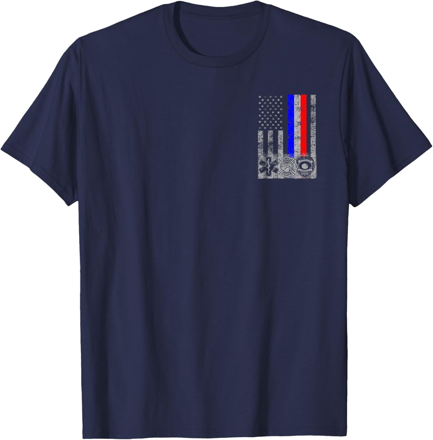 Fireman Police EMT/First Responder Flag T-Shirt - T-Shirt | Navy