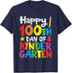 Happy 100th Day of Kindergarten Teacher or Student T-Shirt - T-Shirt | Navy