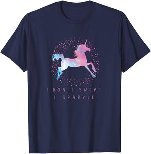 I Don't Sweat I Sparkle Unicorn Workout & Fitness T-Shirt - T-Shirt | Navy