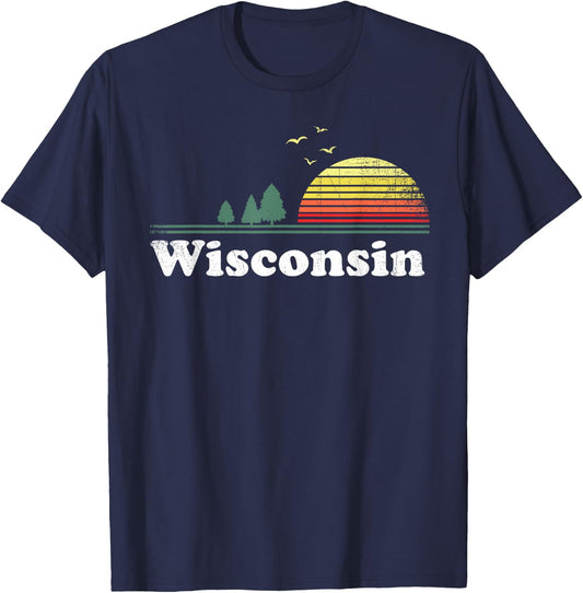 Retro Wisconsin State Park WI Home Design T-Shirt - T-Shirt | Navy