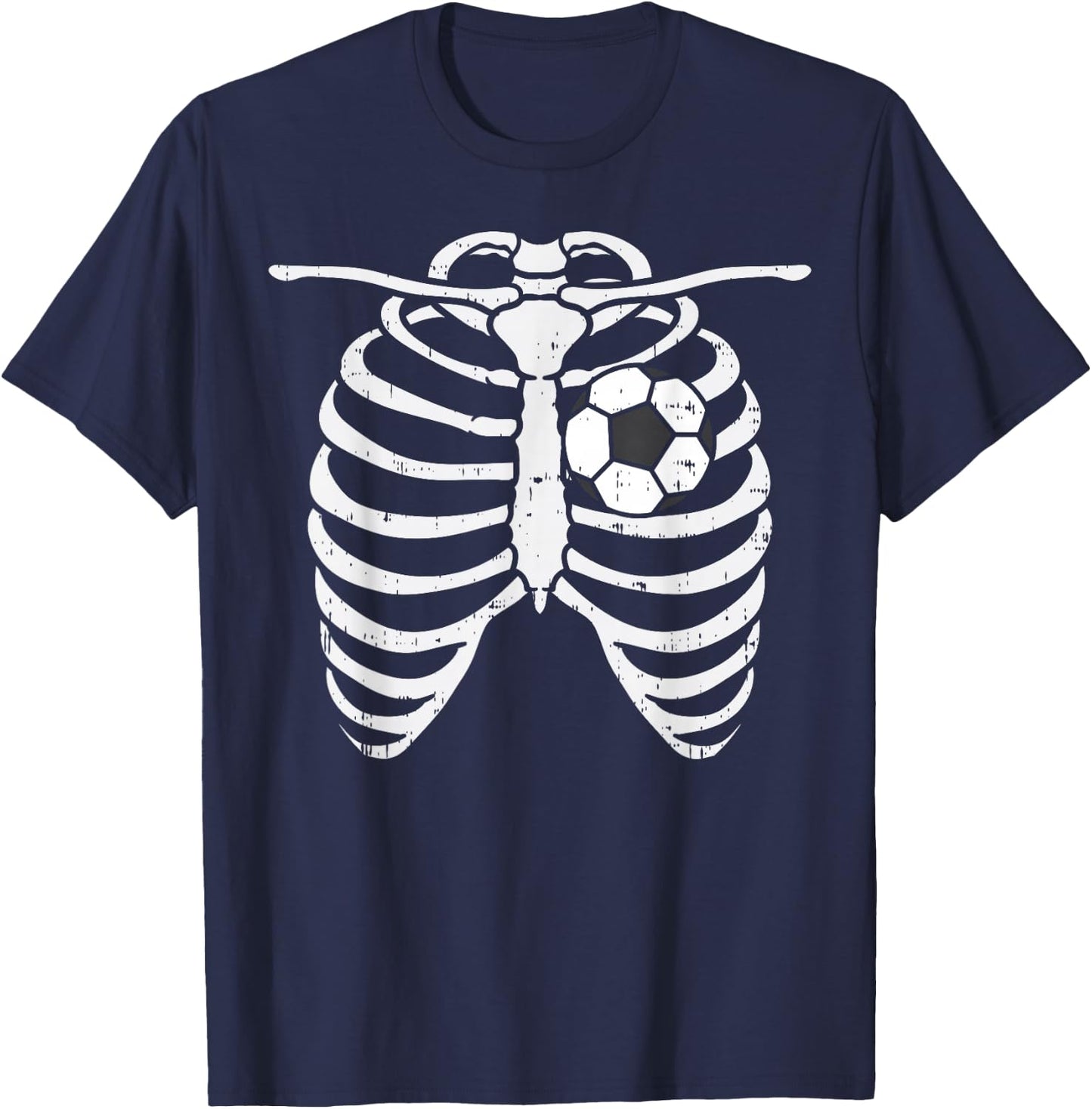 Soccer Heart Skeleton Ribs X-Ray Sport Halloween Costume T-Shirt - T-Shirt | Navy