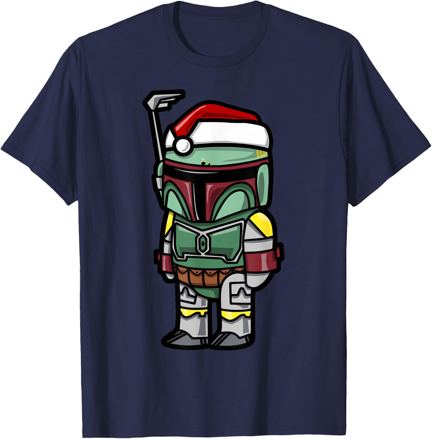 Star Wars Boba Fett Santa Hat Cartoon Christmas T-Shirt - T-Shirt | Navy