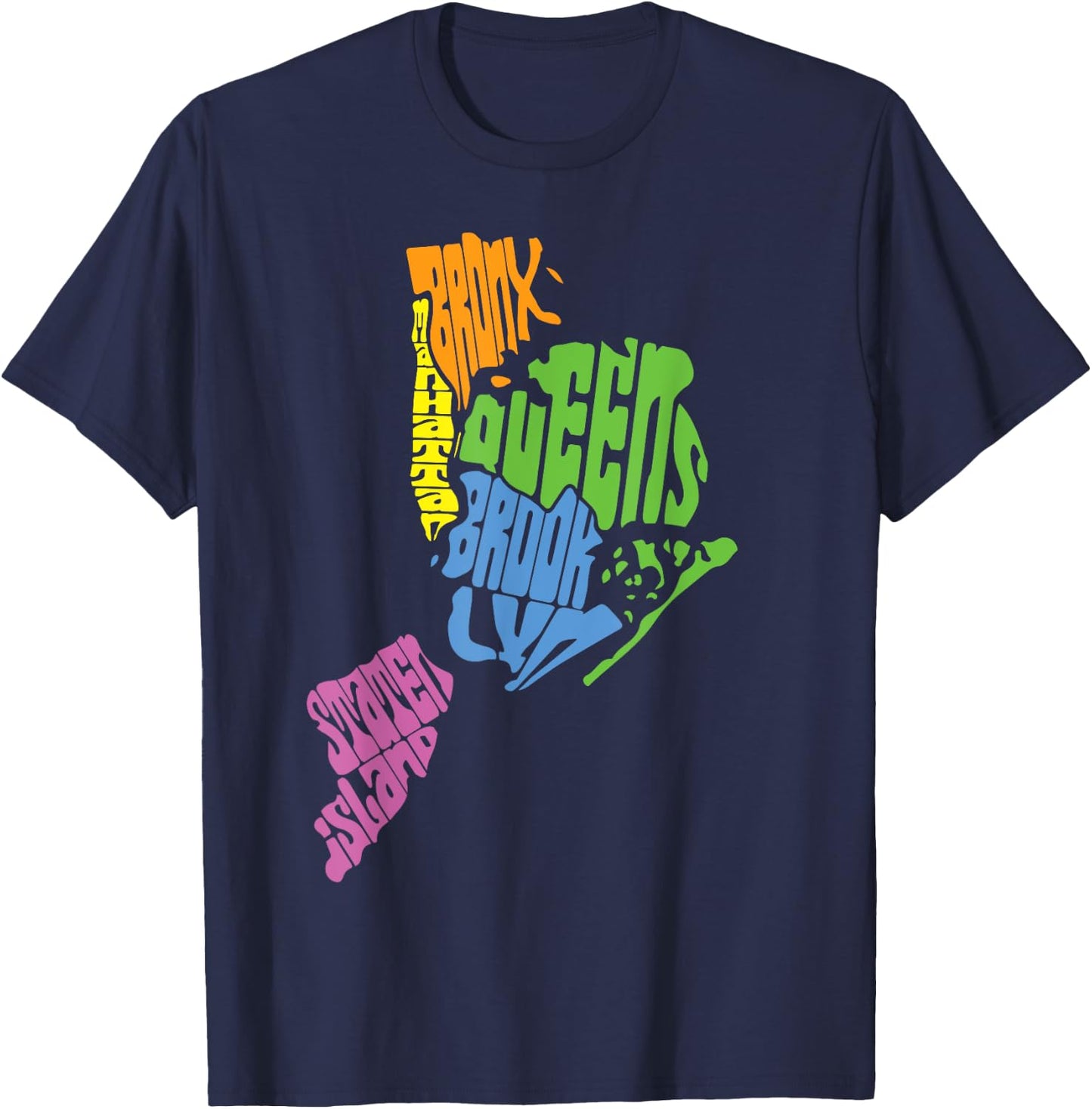 New York City Five Boroughs Map Retro T-Shirt - T-Shirt | Navy
