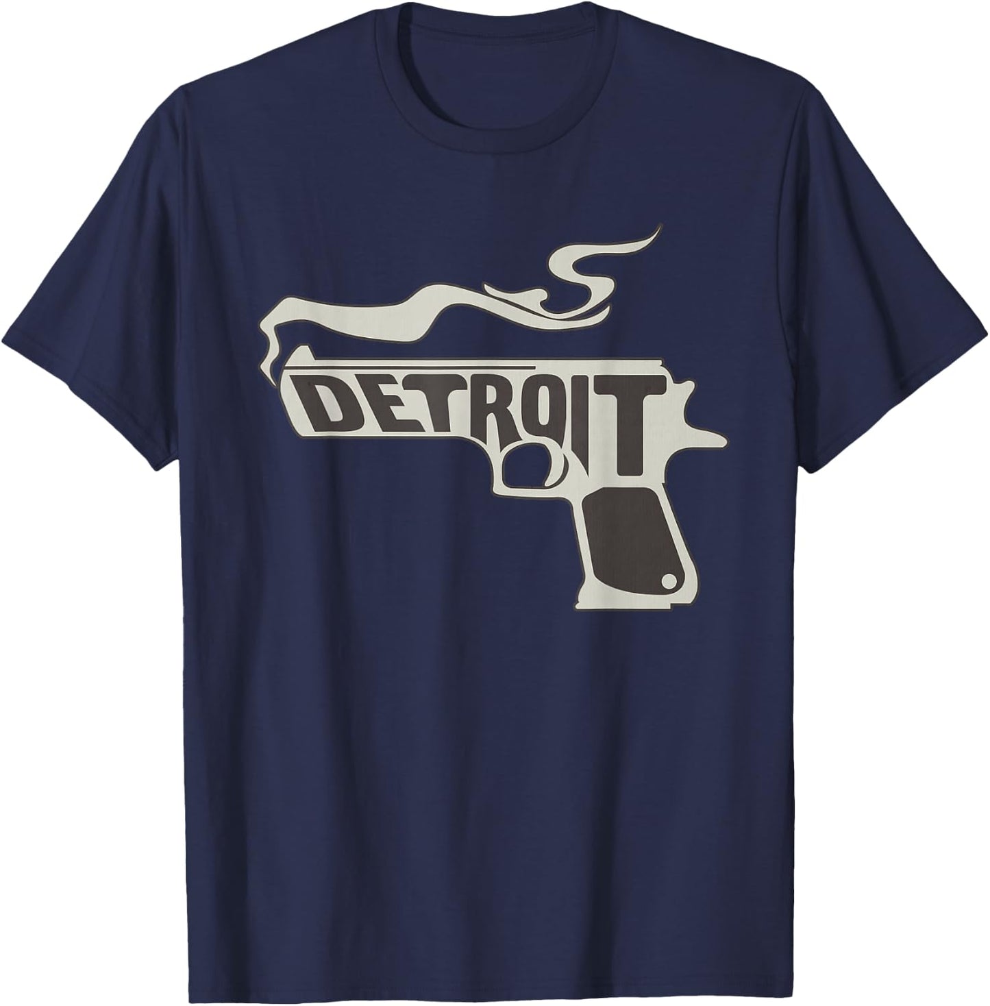 Detroit Smoking Gun Michigan American Motor City Motown T-Shirt - T-Shirt | Navy