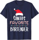Santas Favorite Bartender Pajamas - Xmas Bartender Costume T-Shirt - T-Shirt | Navy