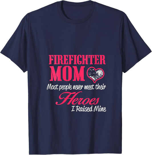 Proud Firefighter Mom Shirts - I Raised My Hero V-Neck T-Shirt - T-Shirt | Navy