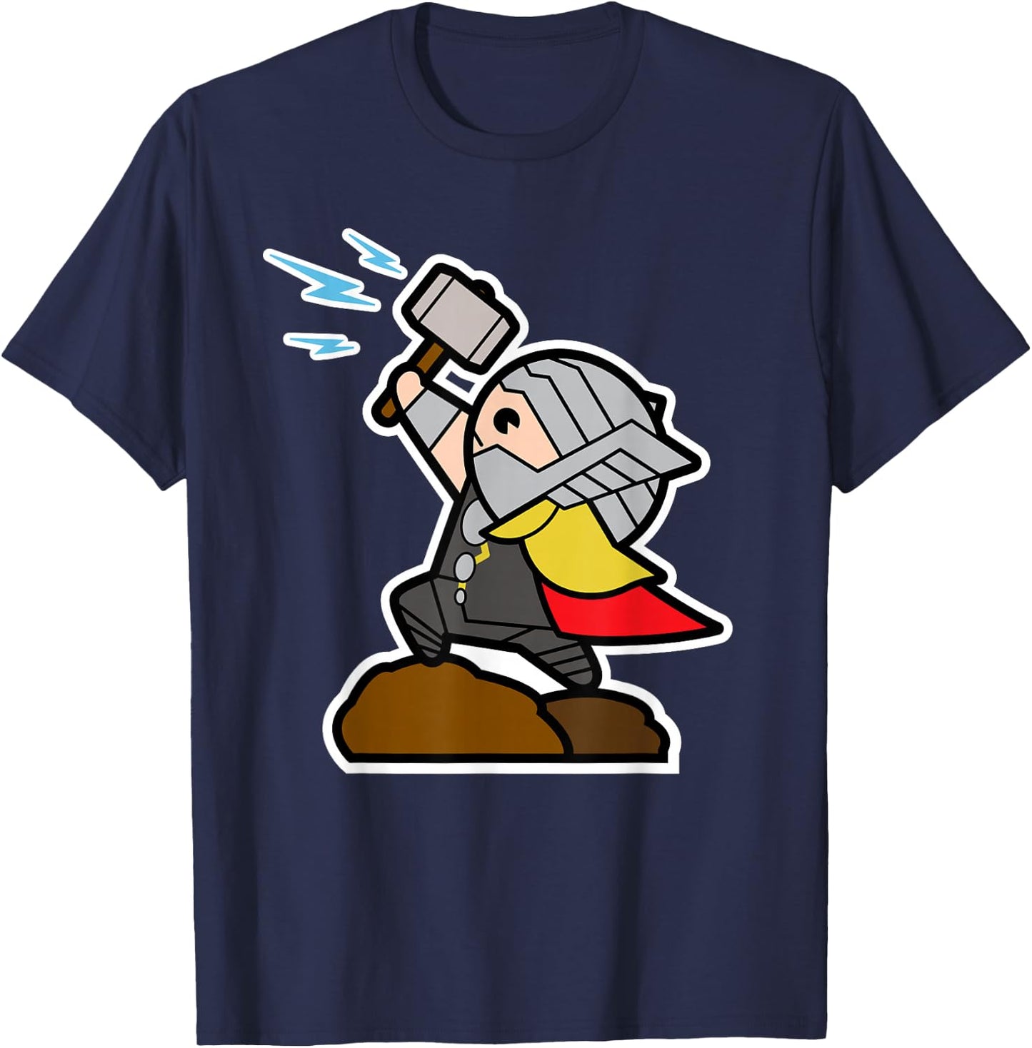 Marvel Thor Mjolnir Hammer Cute Kawaii Graphic T-Shirt - T-Shirt | Navy