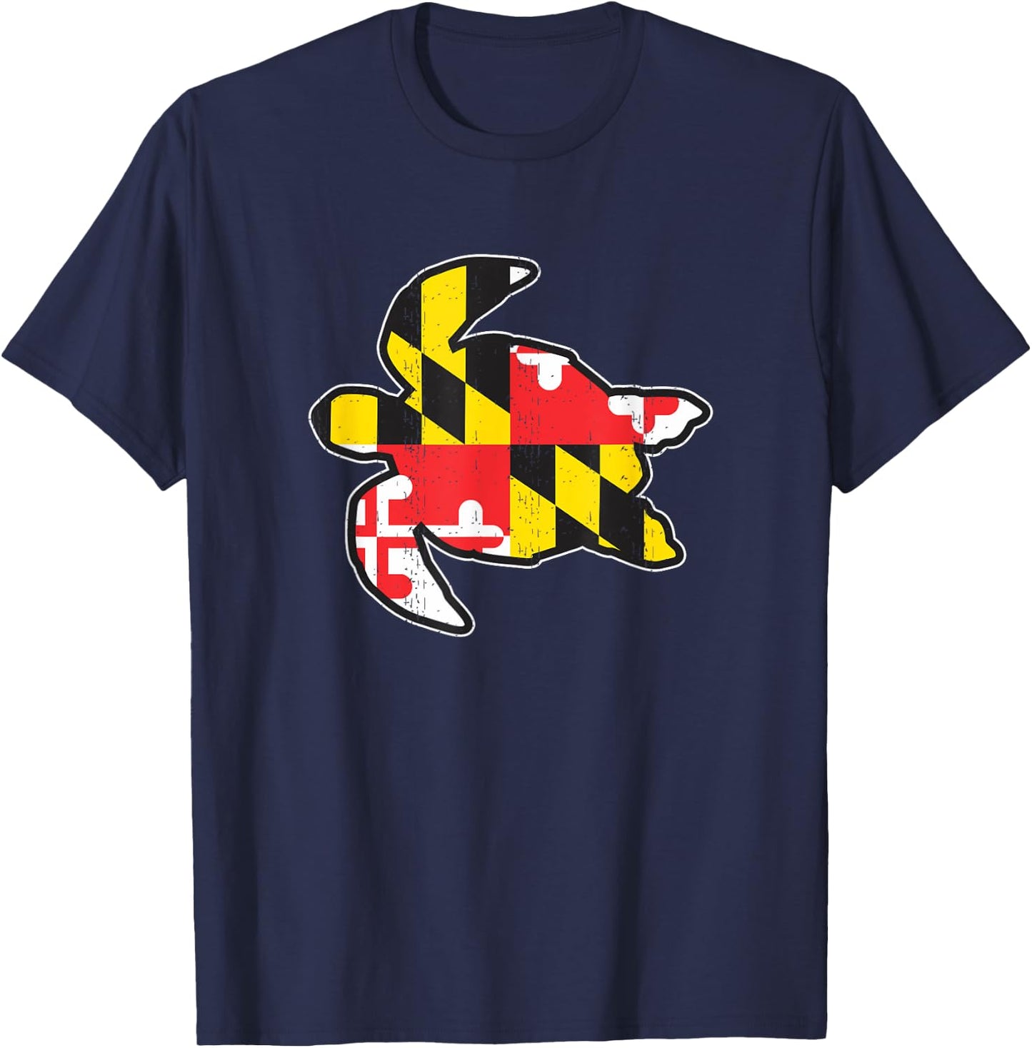 Maryland State Flag Turtle Shirt Funny reptile T-Shirt - T-Shirt | Navy