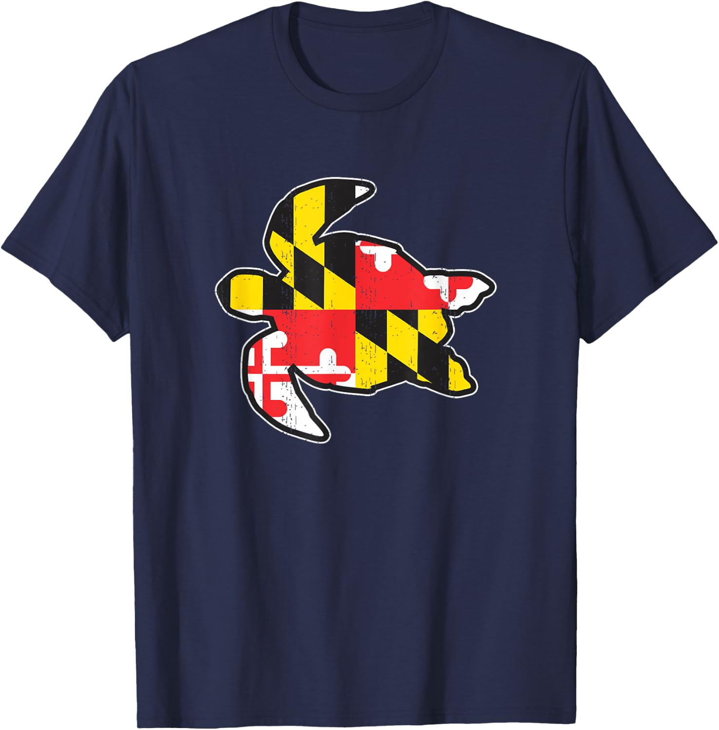 Maryland State Flag Turtle Shirt Funny reptile T-Shirt - T-Shirt | Navy