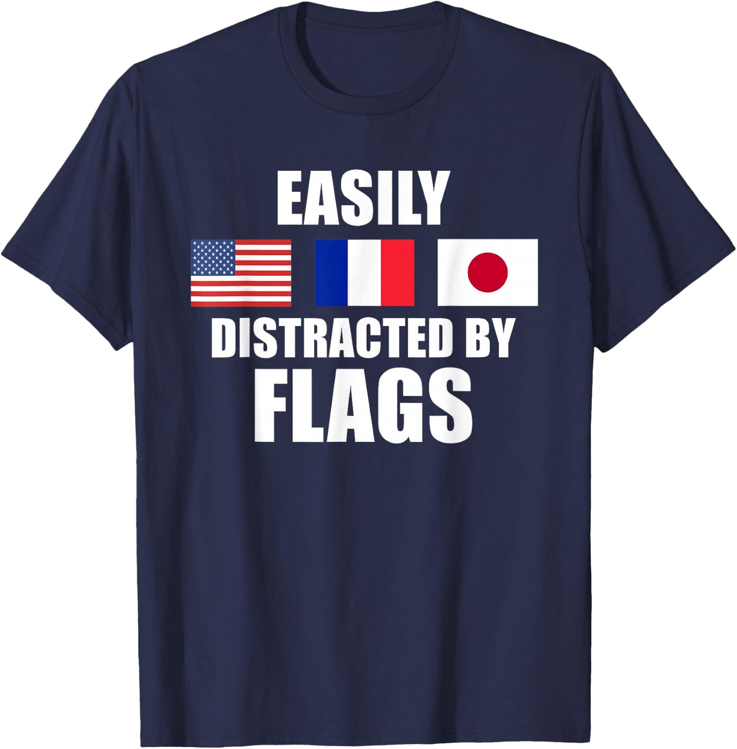 Vexillology Distracted By Flags T-Shirt - T-Shirt | Navy
