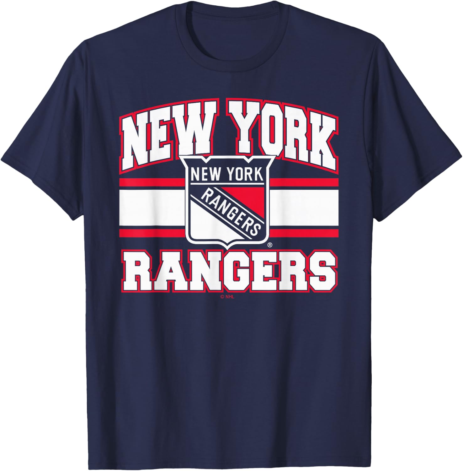 New York Rangers Stripe Royal Blue Officially Licensed T-Shirt - T-Shirt | Navy