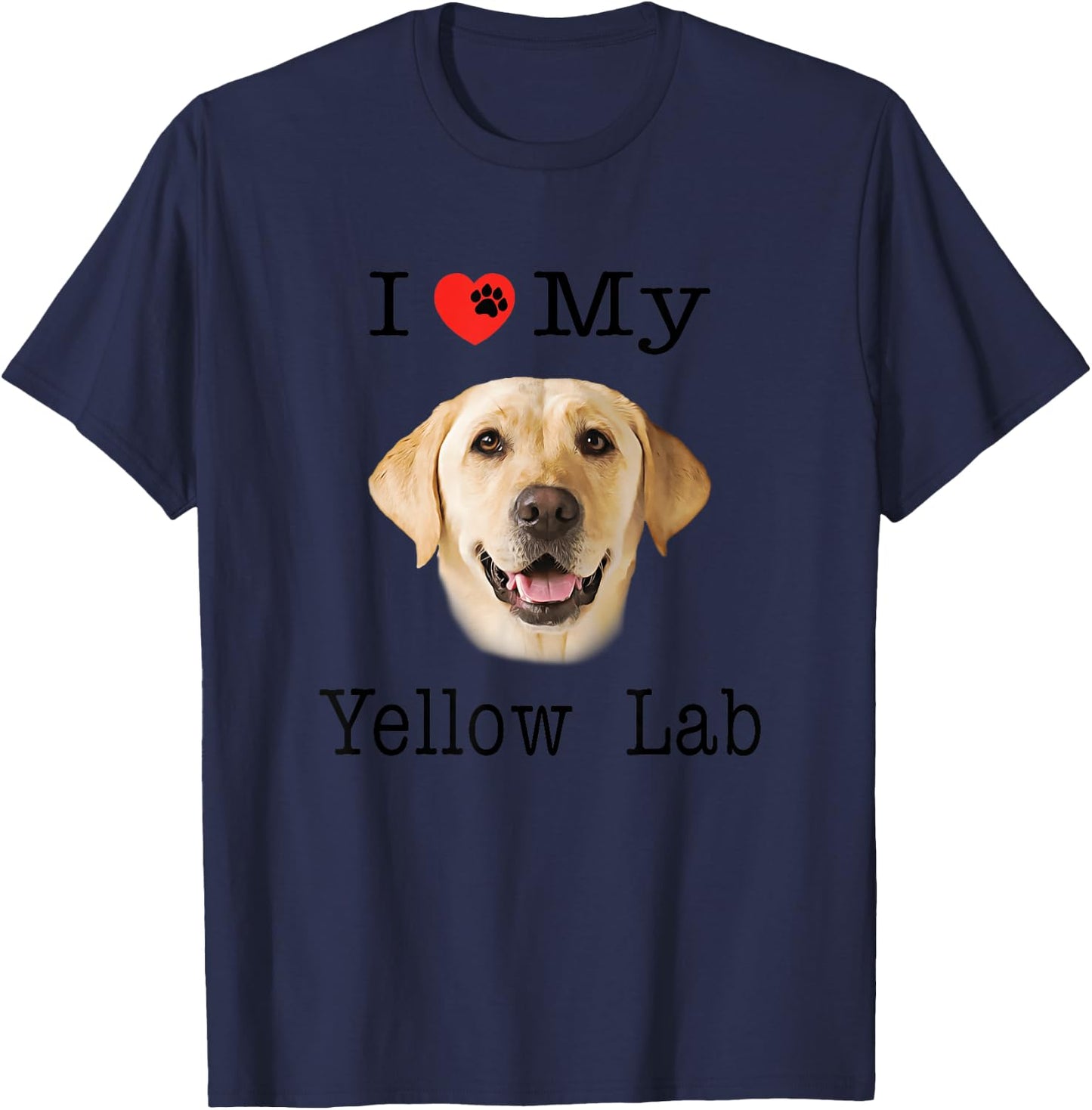 I Heart Love My Yellow Lab Portrait of Labrador Face T-Shirt - T-Shirt | Navy