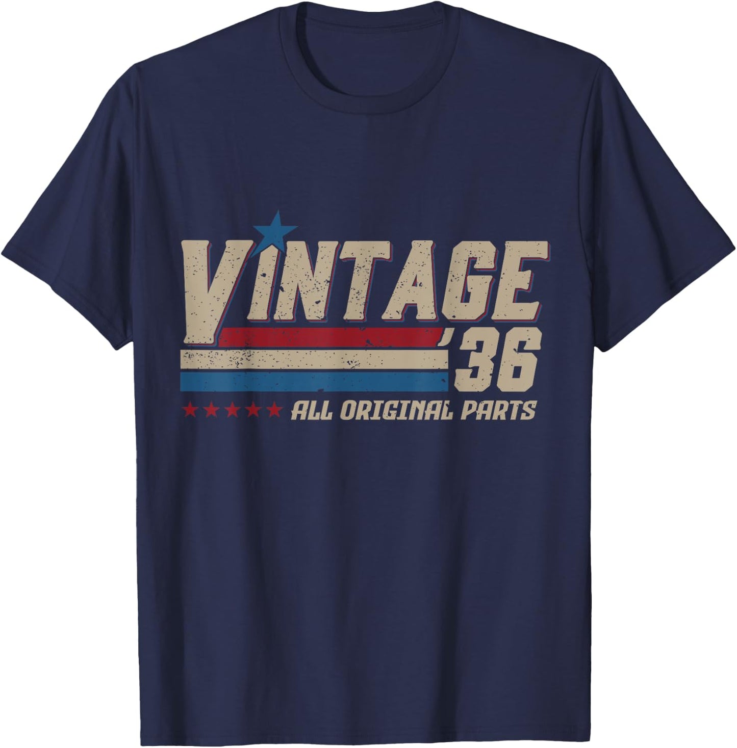Vintage 1936 All Original Parts Birthday Men T-Shirt - T-Shirt | Navy