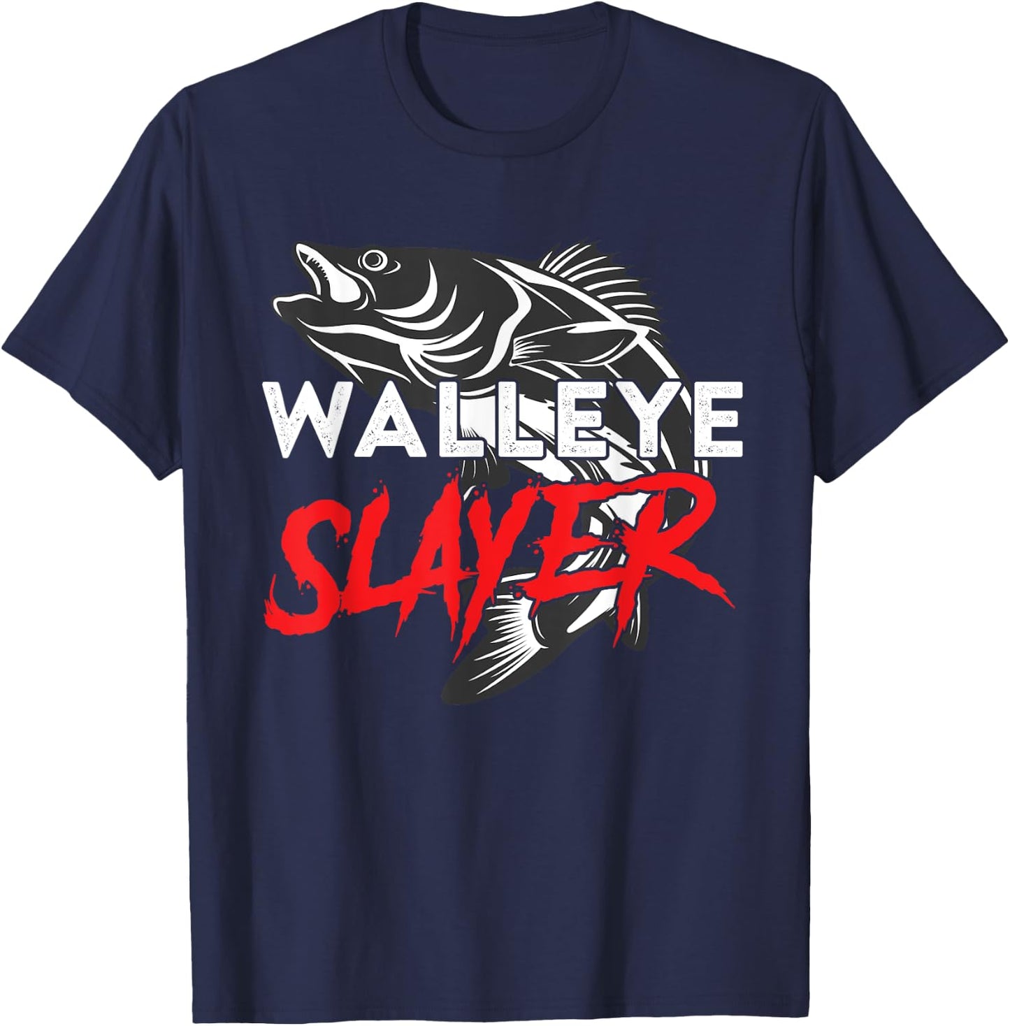 Walleye Slayer Fishing Fisherman Walleye T-Shirt - T-Shirt | Navy