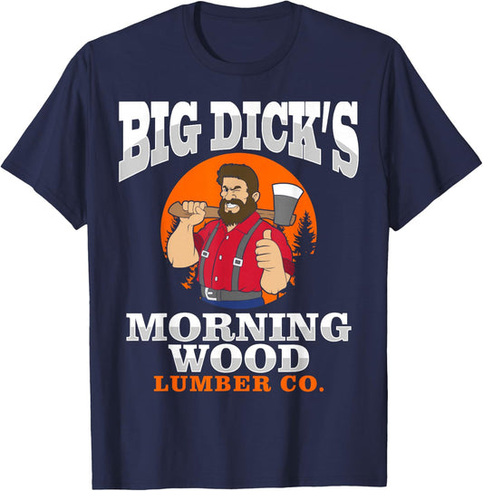 Morning Wood Lumber Co Lumberjack Carpenter Woodworker Gift T-Shirt - T-Shirt | Navy