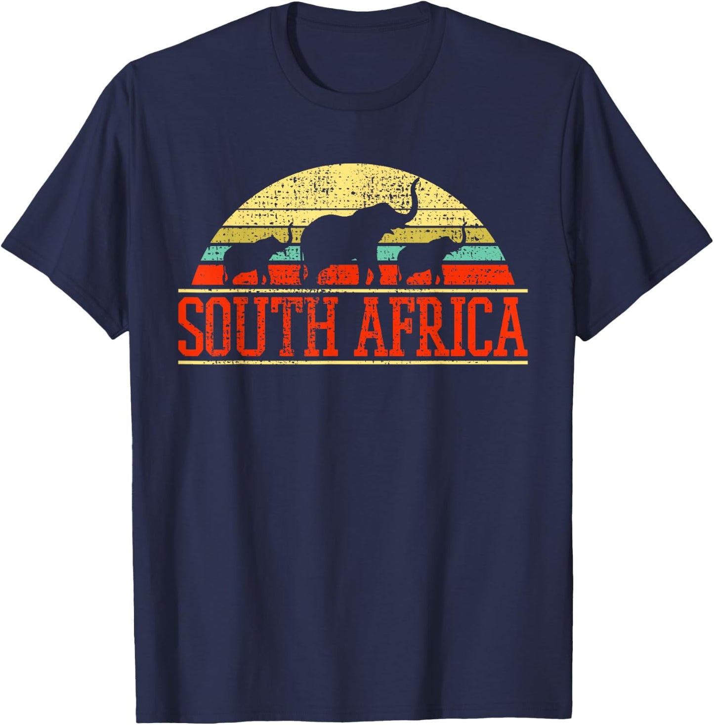 South Africa Elephant Gift Retro Vintage T-Shirt - T-Shirt | Navy