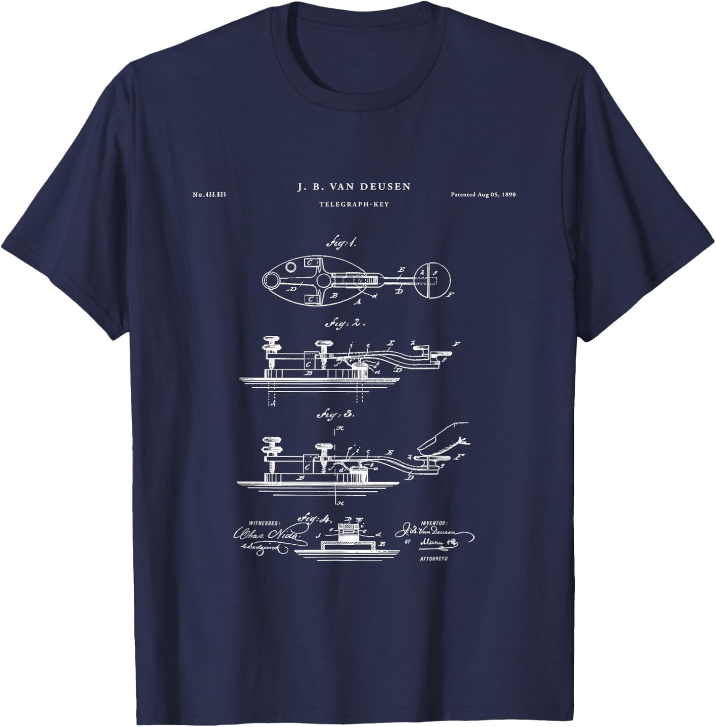 Telegraph Key Patent - radio T-Shirt - T-Shirt | Navy