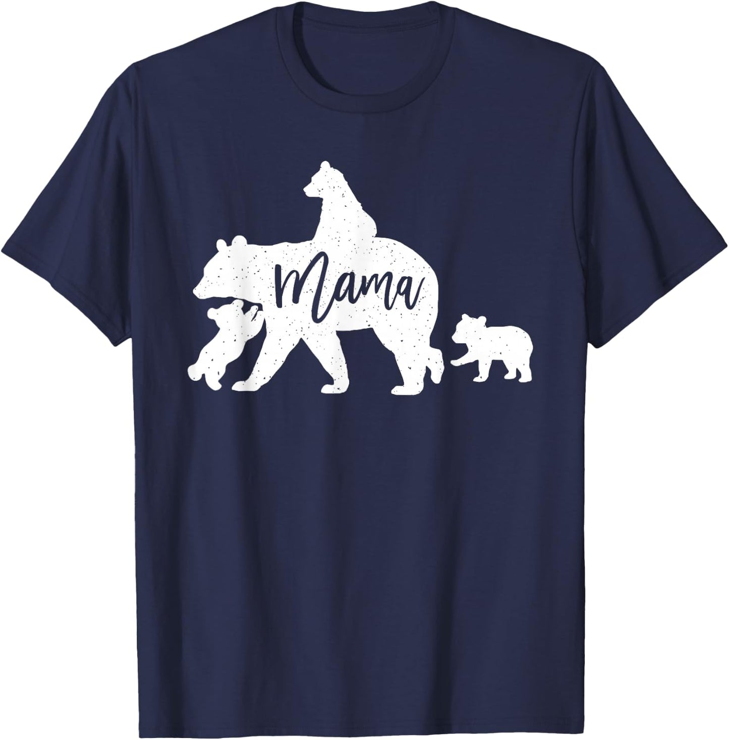 Mama Bear 3 Baby Bear Cubs Following Riding on Back T-Shirt - T-Shirt | Navy