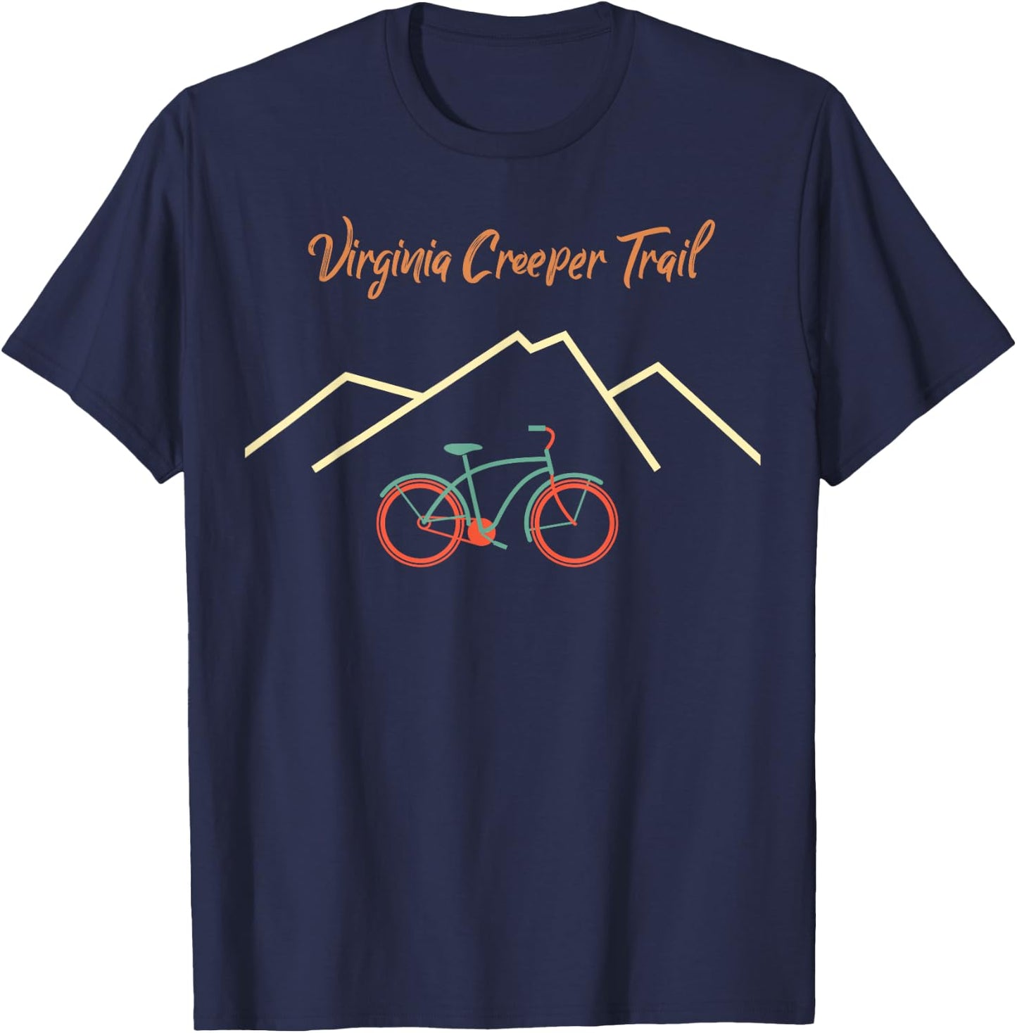 Virginia Creeper Trail Retro Mountain Bike and Hike T-Shirt - T-Shirt | Navy