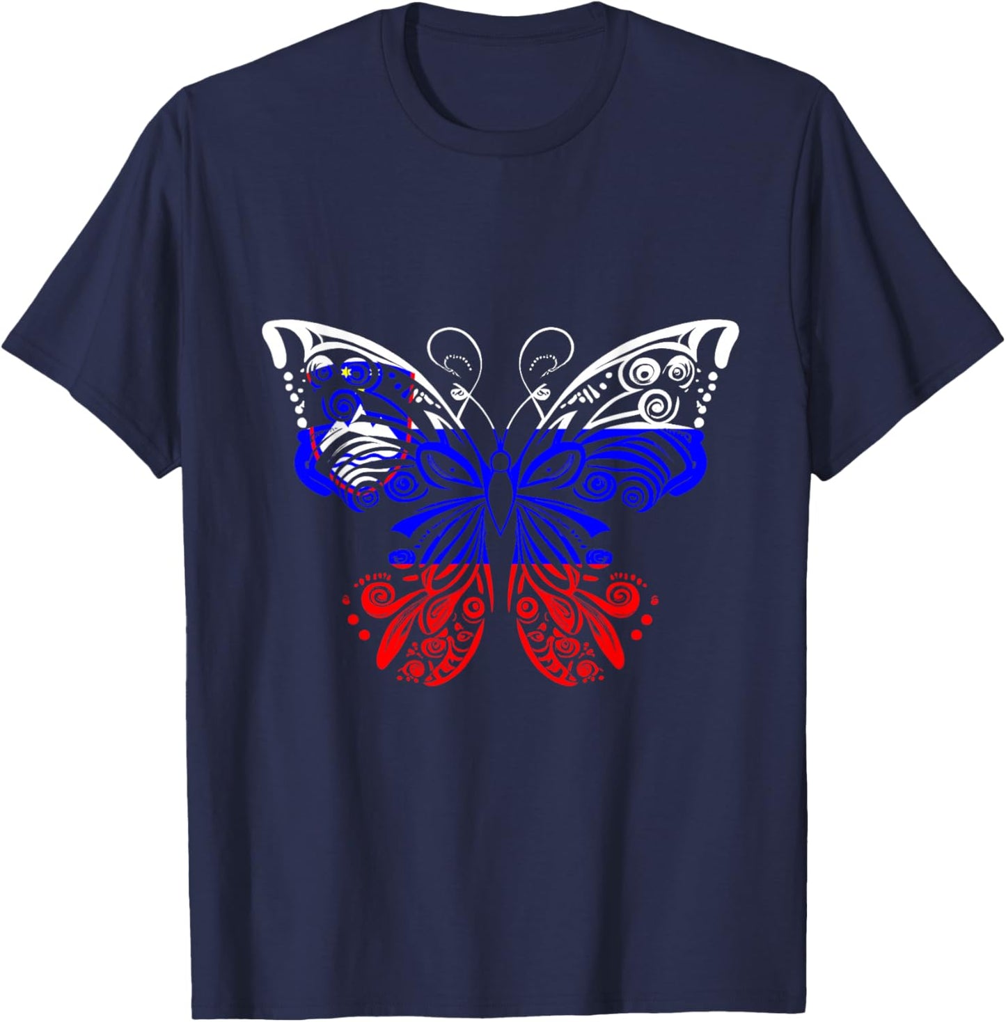 Slovenian Pride Slovenian Roots Butterfly Slovenia Flag T-Shirt - T-Shirt | Navy