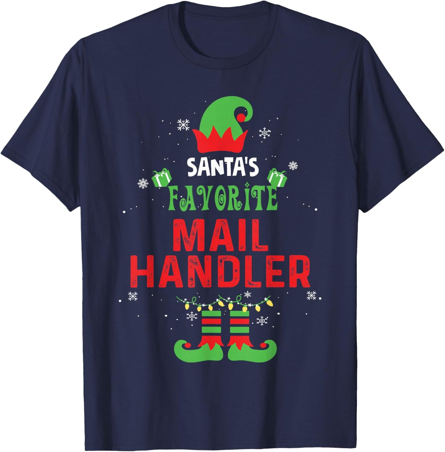 Santa's Favorite Mail Handler Funny Family Xmas T-Shirt - T-Shirt | Navy