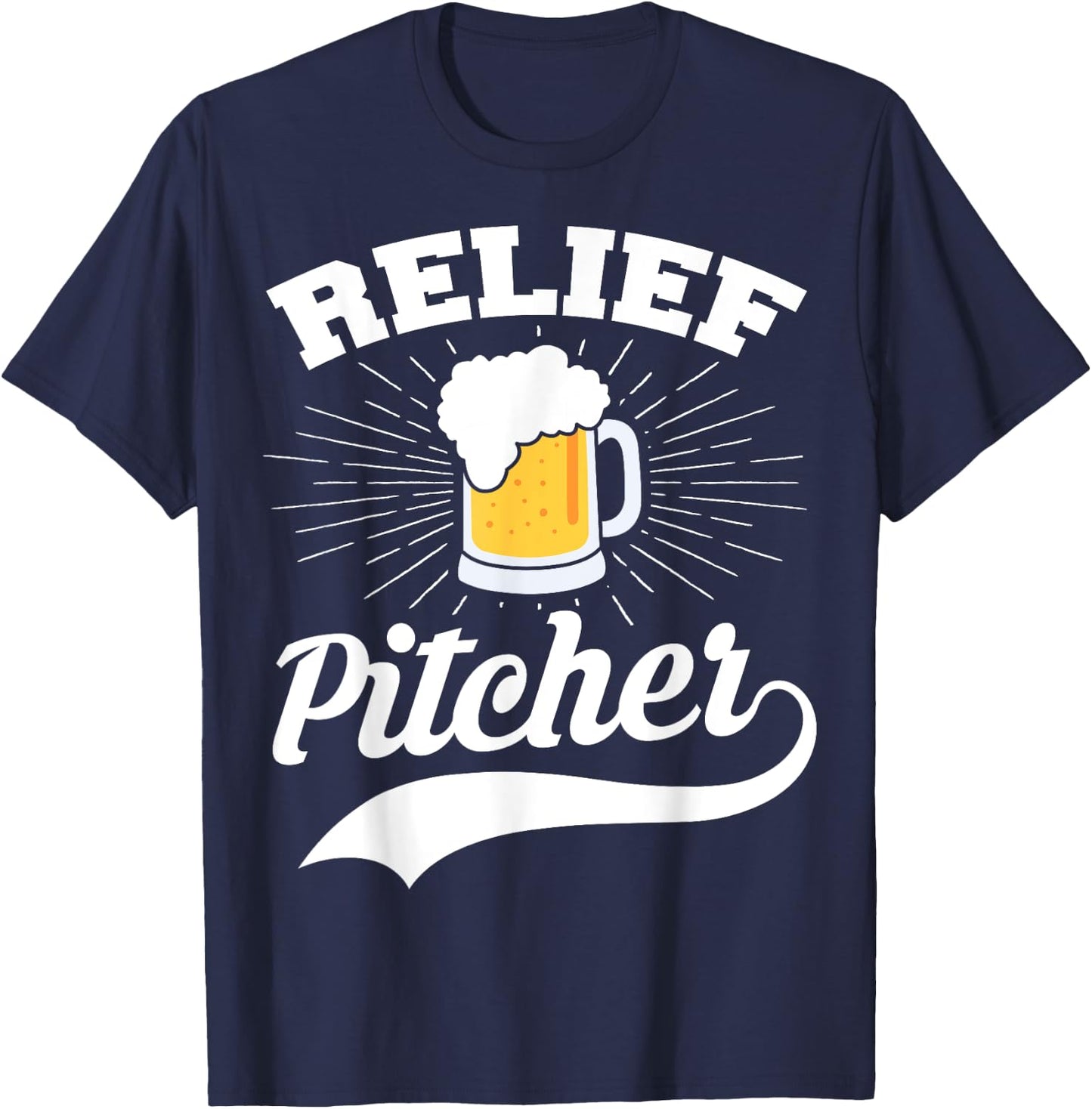 Beer Funny Relief Pitcher Baseball T-Shirt - T-Shirt | Navy