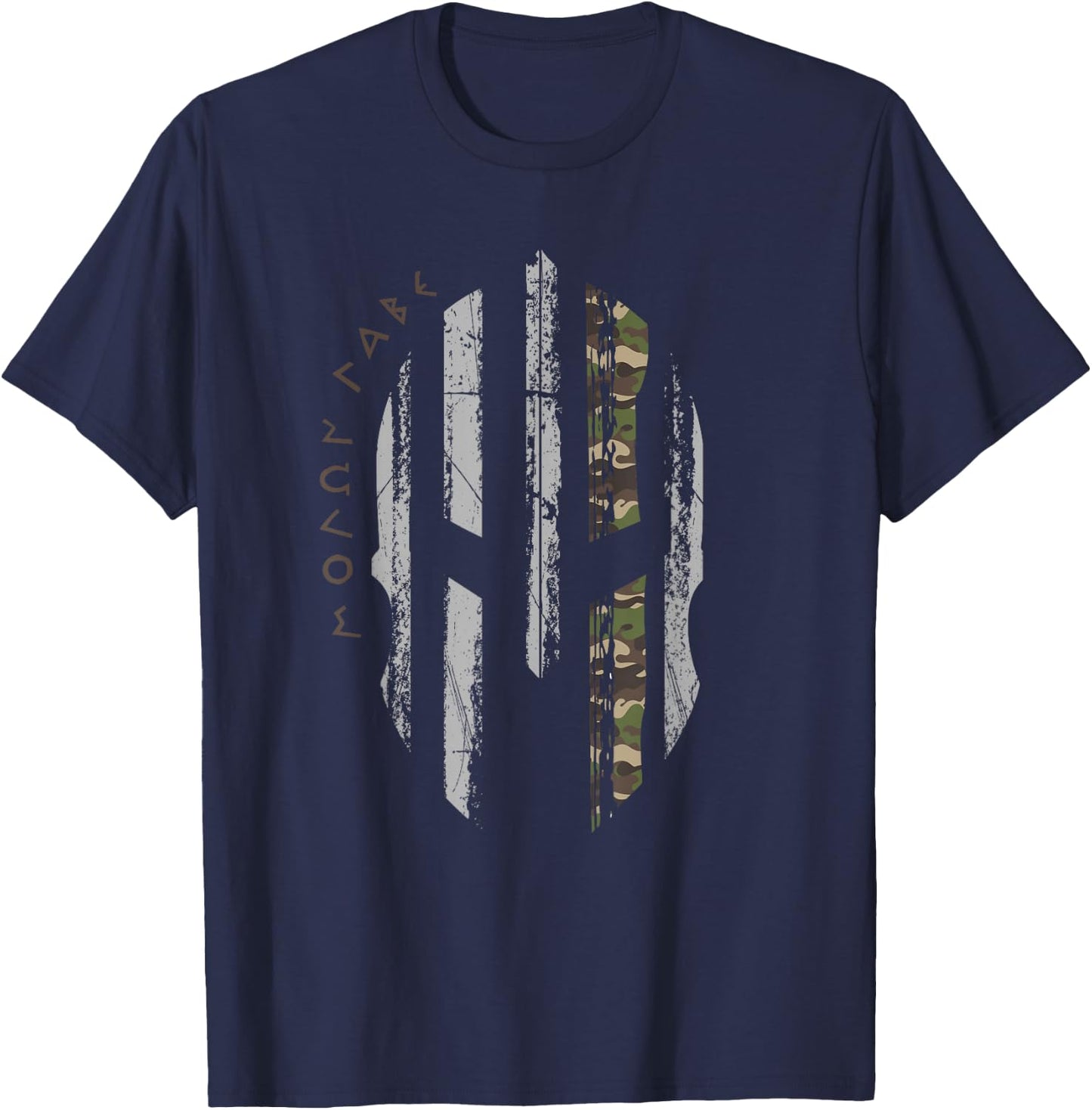 Thin Green Line, Military Green Camo Spartan Warrior Helmet T-Shirt - T-Shirt | Navy