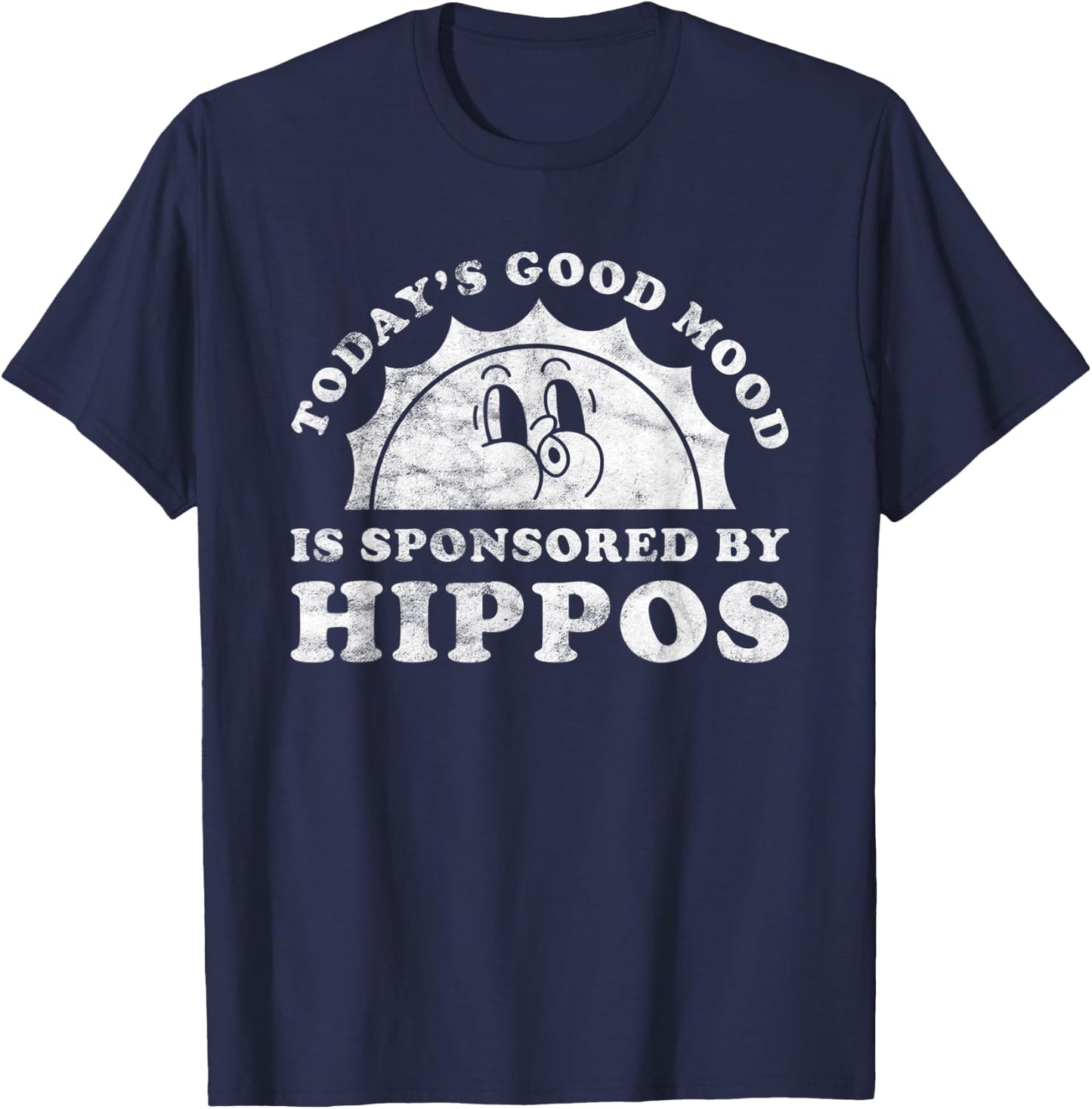 Funny Cute Retro Vintage Hippos or Hippo T-Shirt - T-Shirt | Navy
