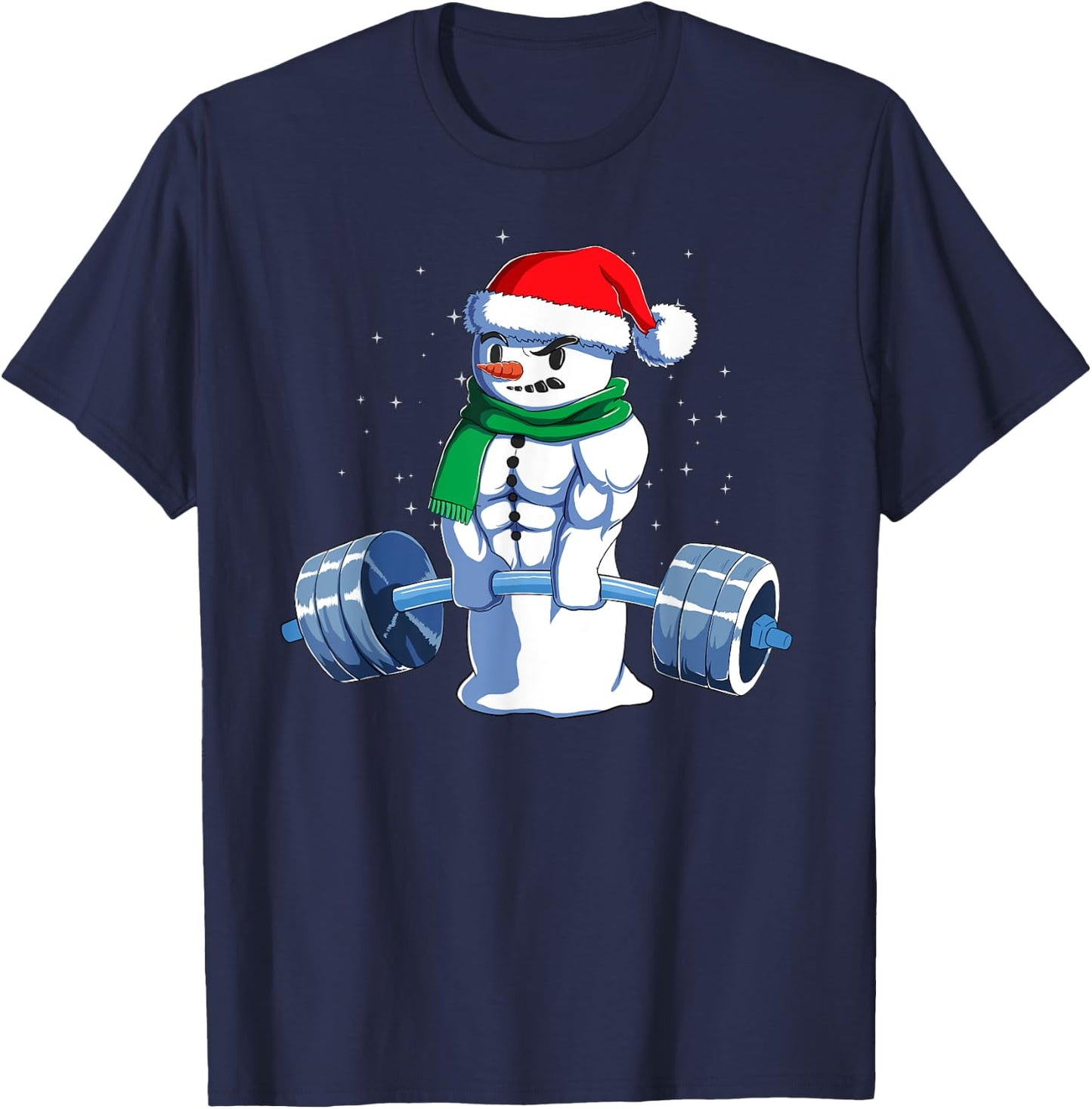 Kreuzheben Geschenk Adults Fitness Enthusiasts Black Cotton Blend , Small, Short Sleeve, , Classic Fit, Christmas, Gym, Snowman Weightlifting Weight Lifting T-Shirt - T-Shirt | Navy