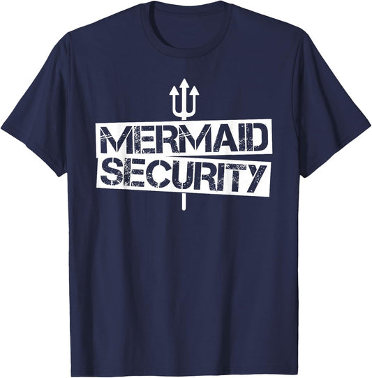 Mermaid Security Shirt Men Boys Swim Team Gift Swimmer T-Shirt - T-Shirt | Navy