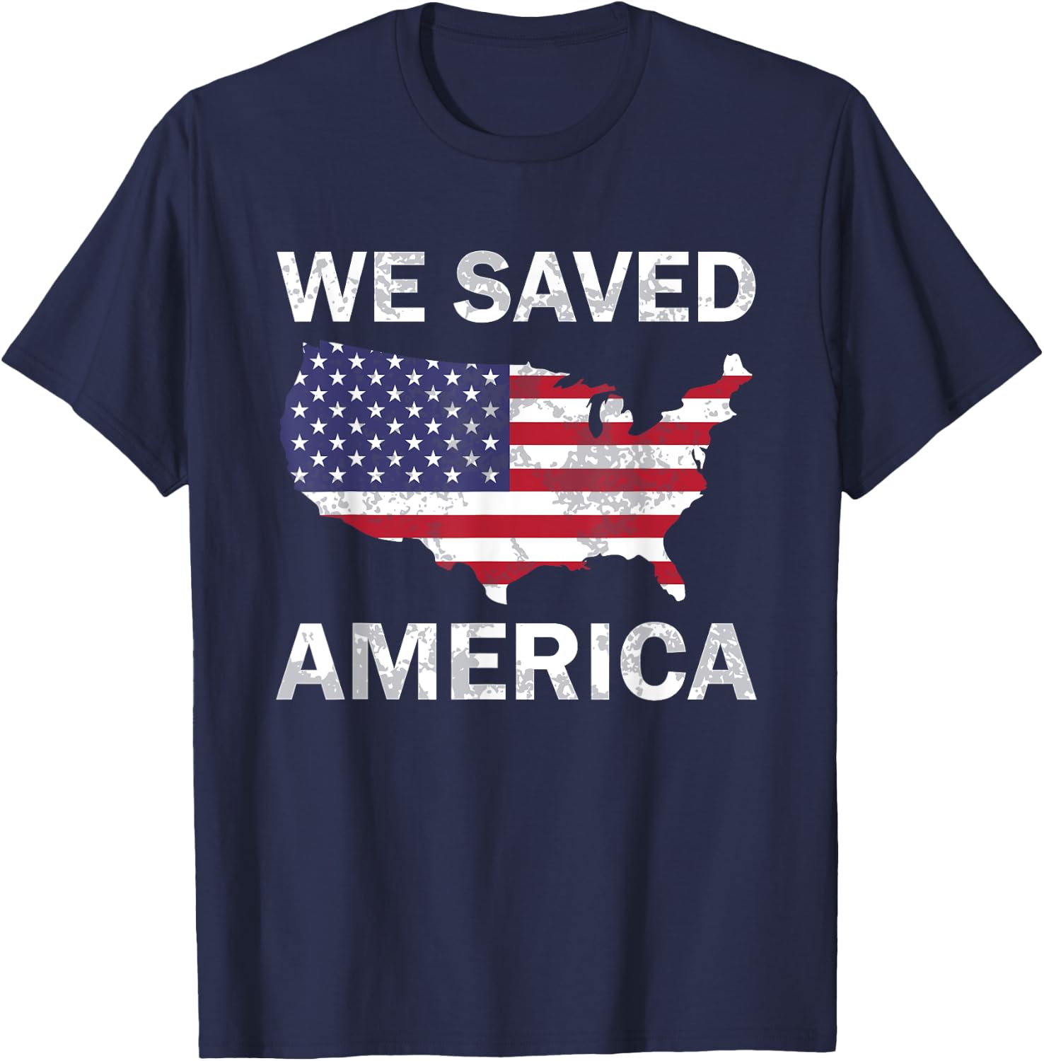 We Saved America, United states of america flat map men T-Shirt - T-Shirt | Navy