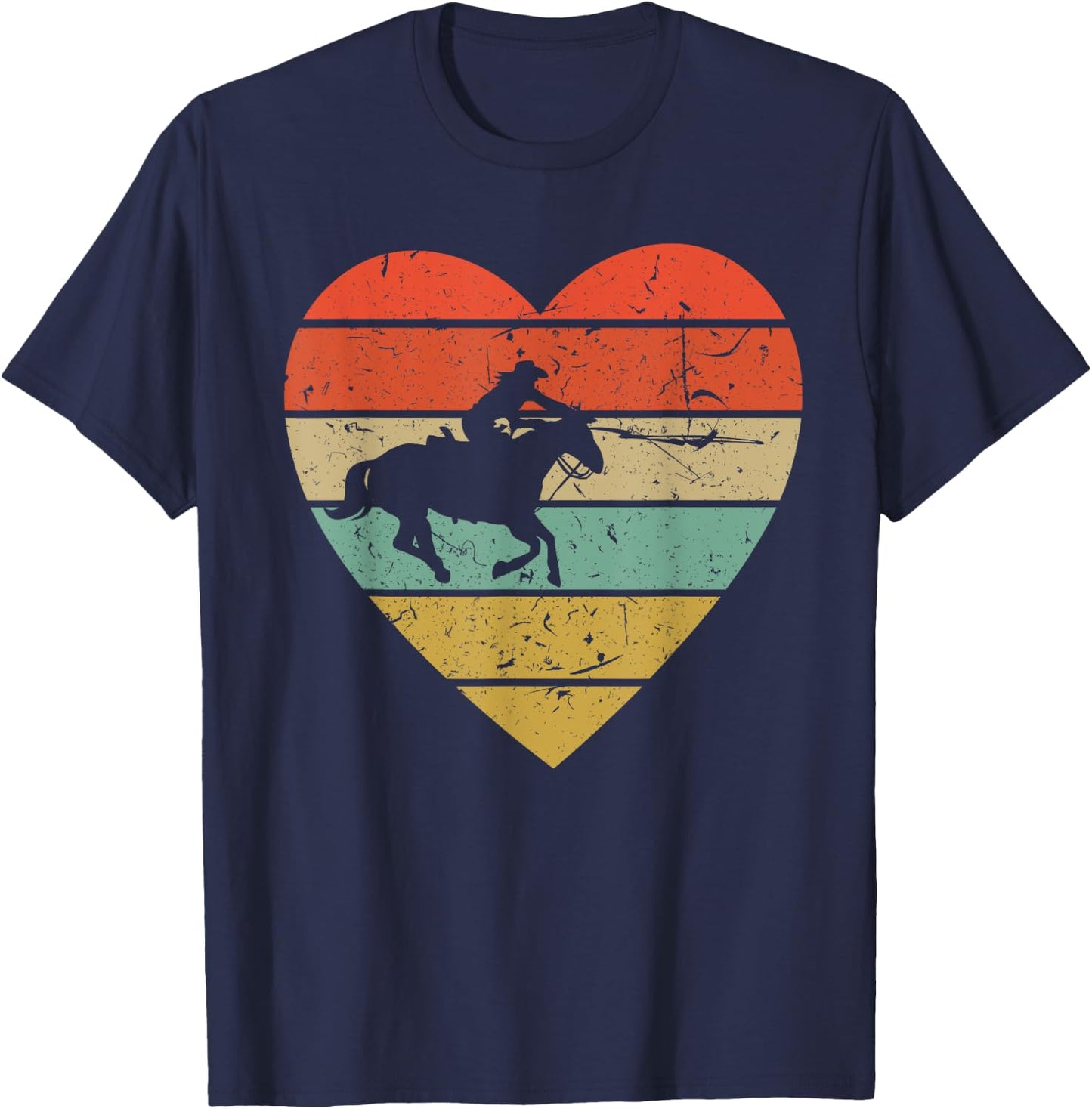 Roping Vintage Design Retro Horse Calf Roper Heart Sport Fan T-Shirt - T-Shirt | Navy
