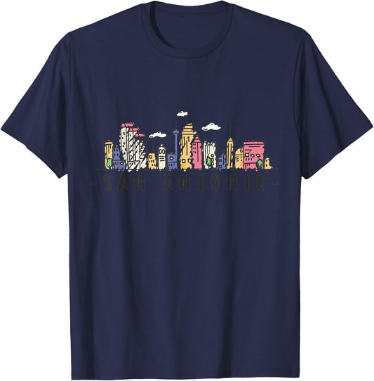 San Antonio Skyline Texas Pride City Souvenir Gift T-Shirt - T-Shirt | Navy