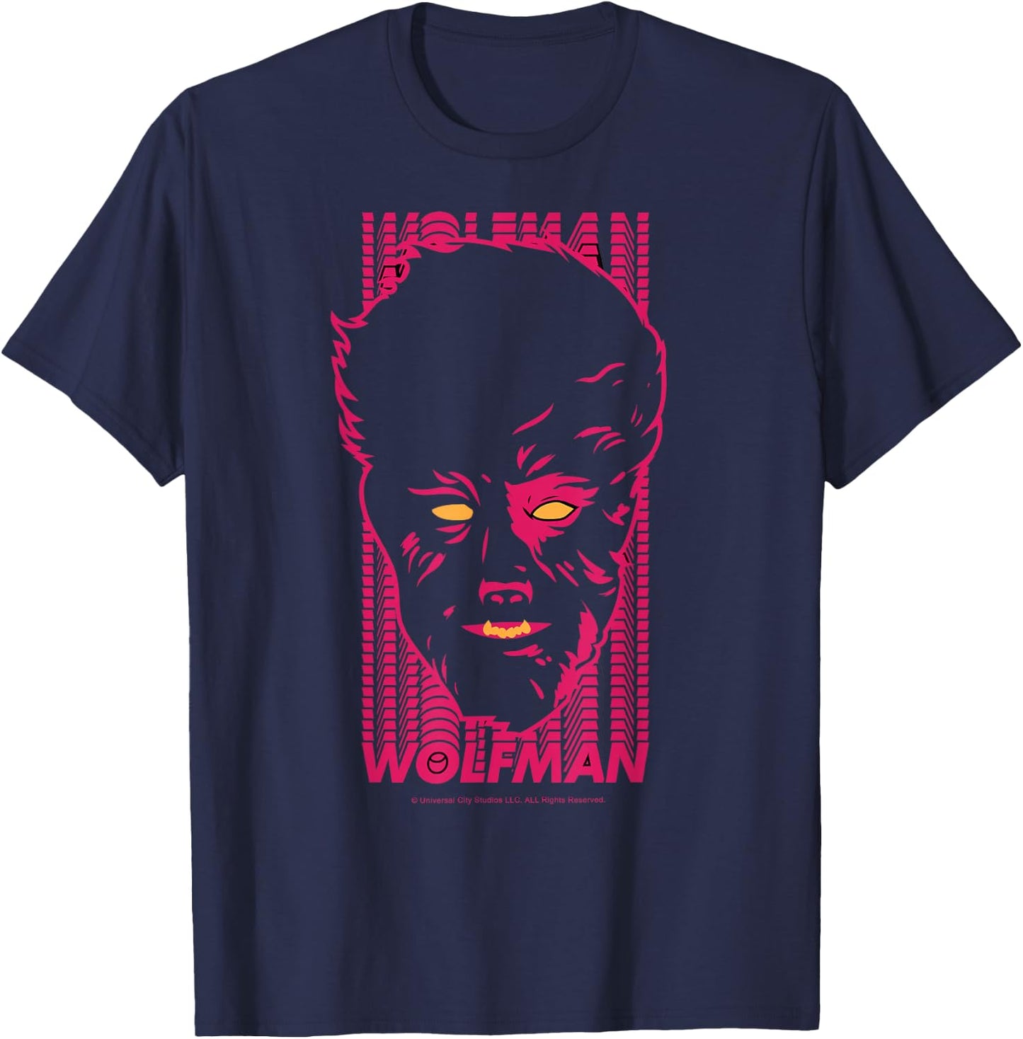 Universal Monsters The Wolf Man Name Stack Portrait T-Shirt - T-Shirt | Navy