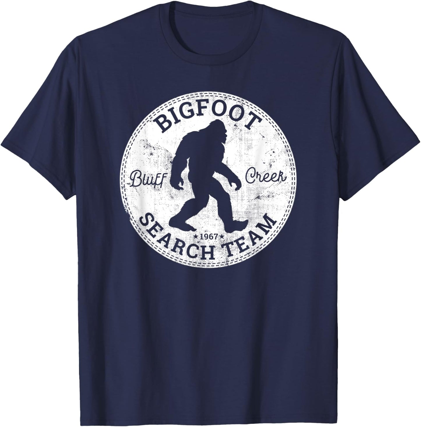 Bigfoot Search Team Retro Vintage Sasquatch Bluff Creek 1967 T-Shirt - T-Shirt | Navy