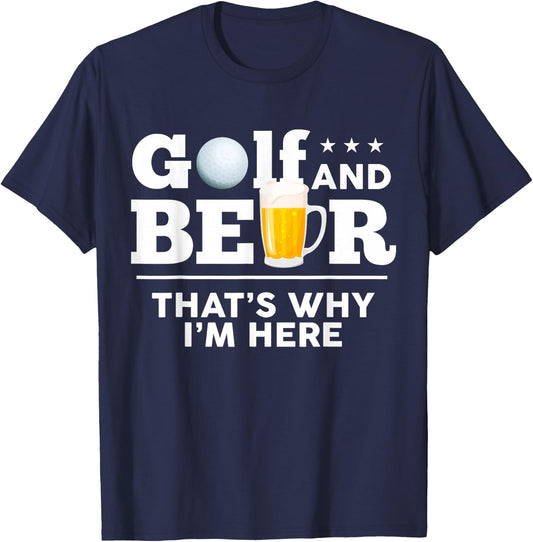 Golf and Beer Joke Dad Funny Fathers Day Drinking Birthday T-Shirt - T-Shirt | Navy