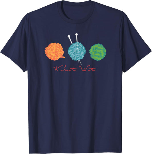 funny knit DESIGN for knitters crafters crocheters T-Shirt - T-Shirt | Navy