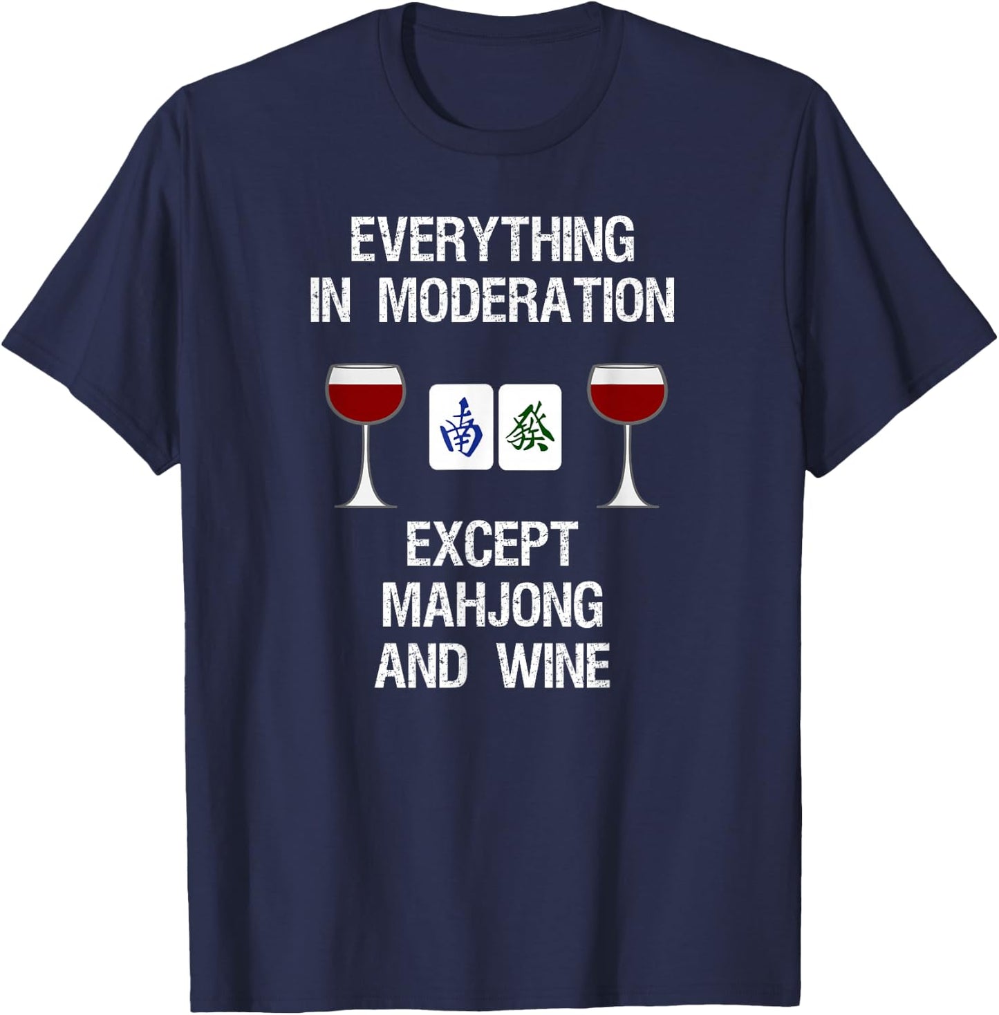 Mahjong - Funny Wine Moderation T-Shirt - T-Shirt | Navy