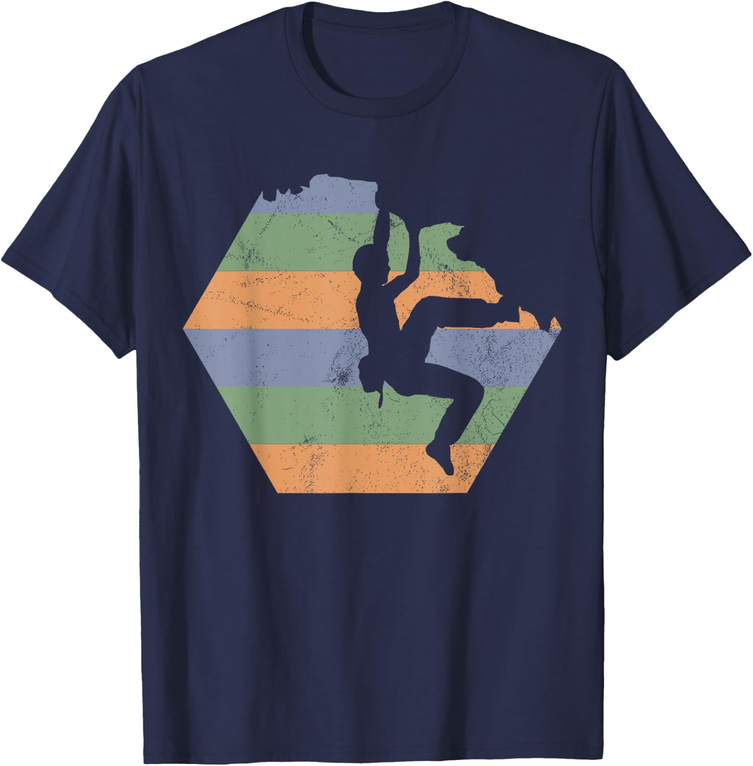 Bouldering Climbing Climber Retro T-Shirt - T-Shirt | Navy