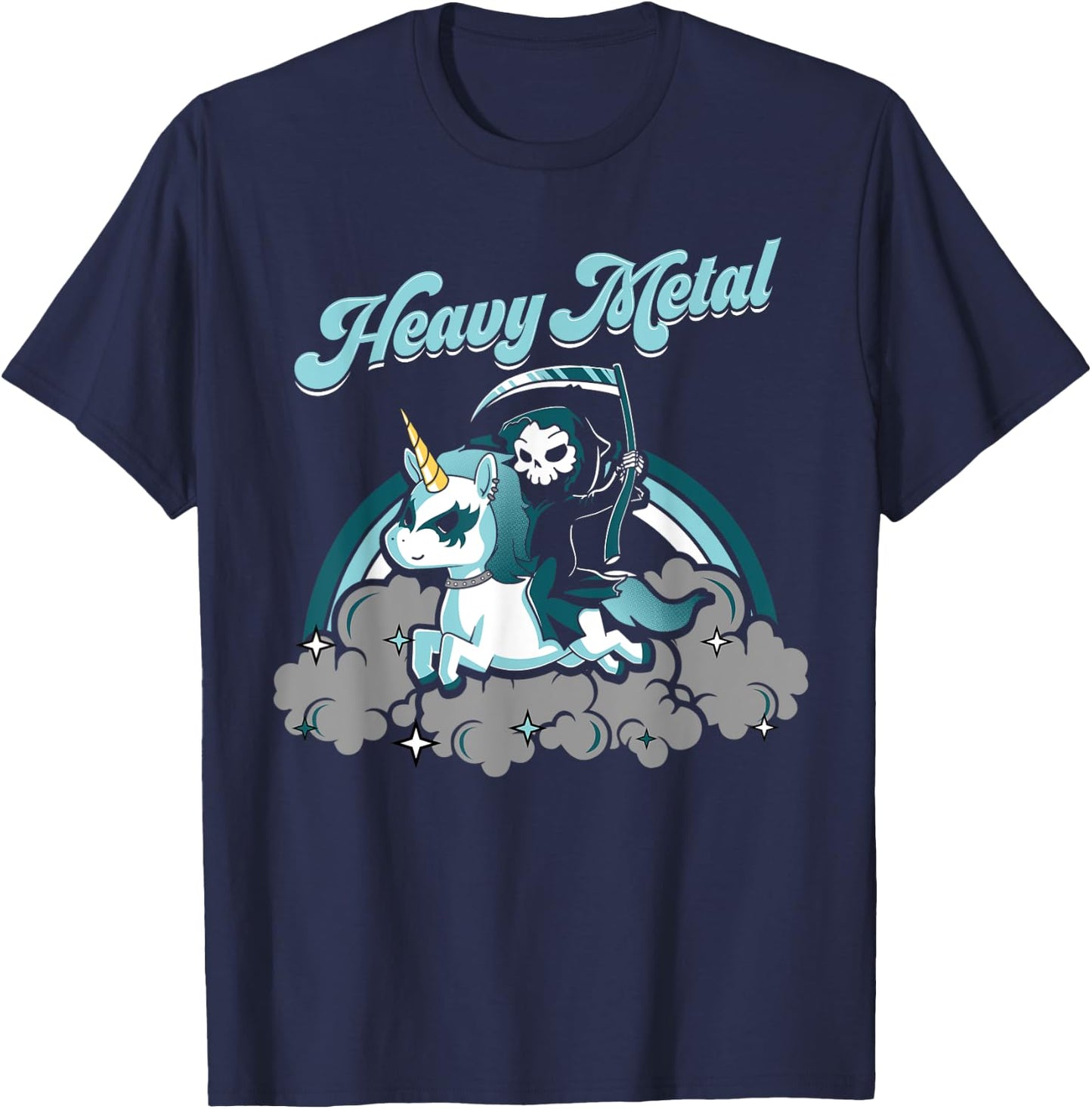 Unicorn Death Metal Heavy Metal Rocker Go To Hell Shirt T-Shirt - T-Shirt | Navy