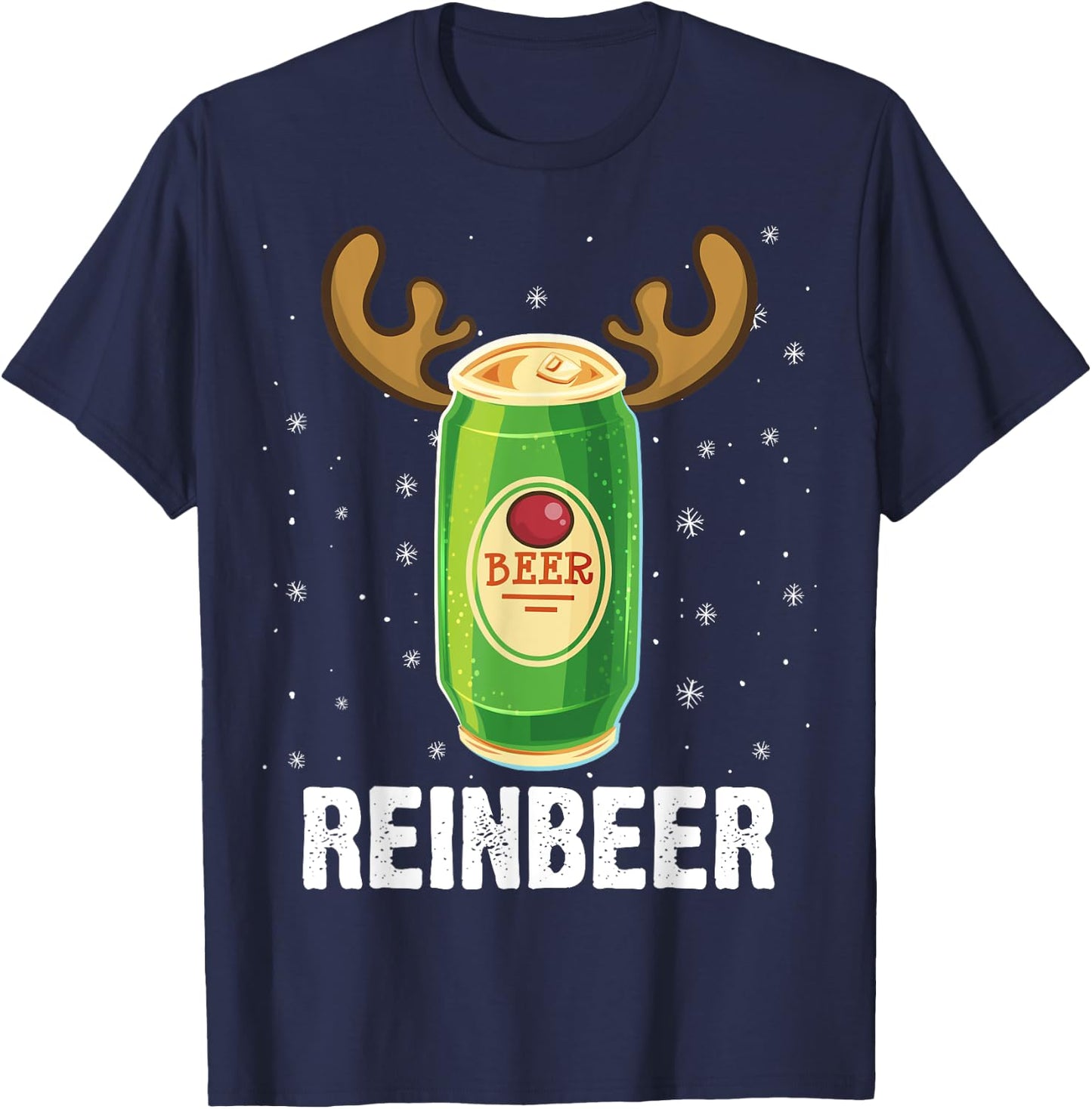 Funny Christmas Reindeer Beer Pun Xmas T-Shirt - T-Shirt | Navy