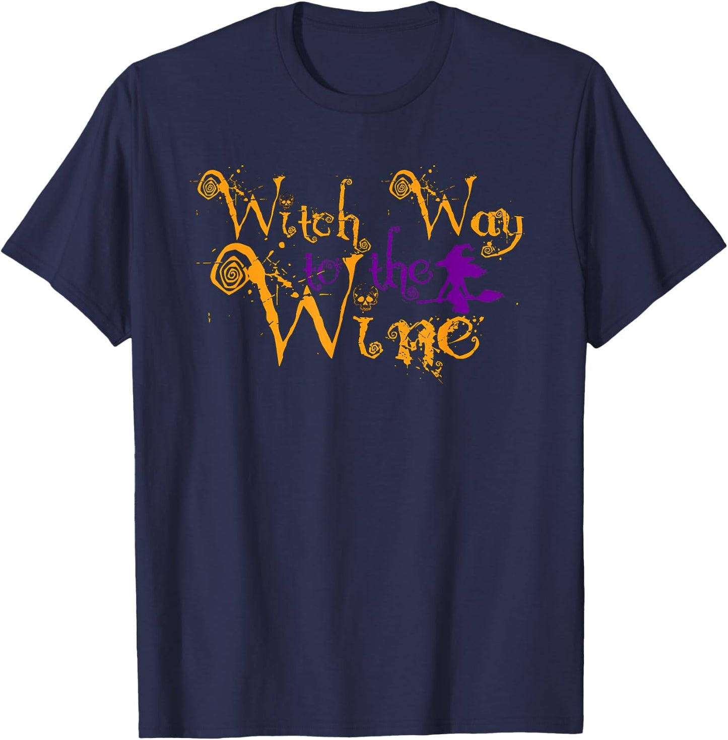 Witch way to the wine shirt Party Halloween Wine lover shirt T-Shirt - T-Shirt | Navy