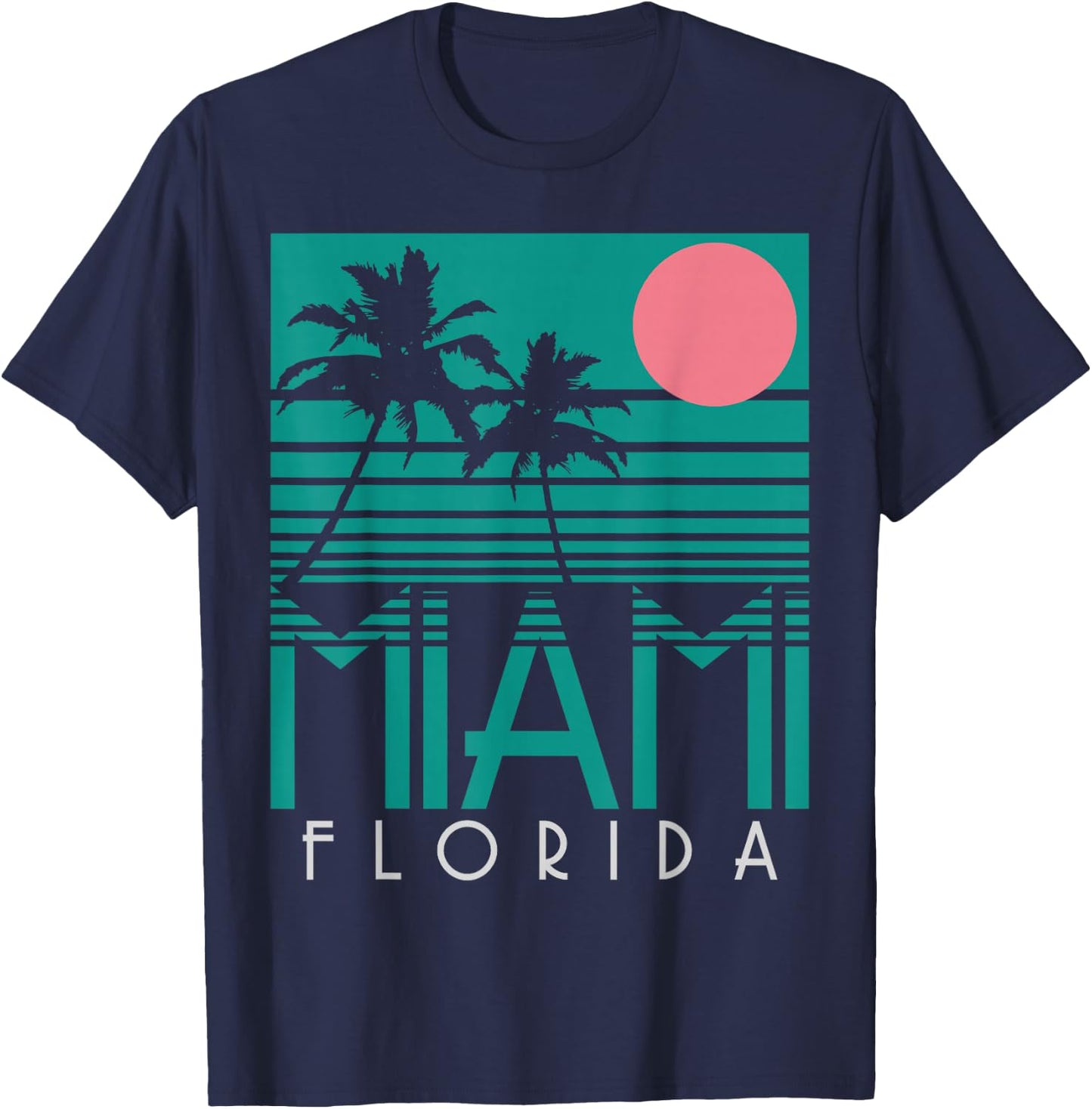 Miami Shirt Vintage Florida America USA Souvenir Surfer T-Shirt - T-Shirt | Navy