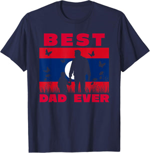 Laos Lao Laotian Flag Best Dad Ever Father Son Fathers Day T-Shirt - T-Shirt | Navy