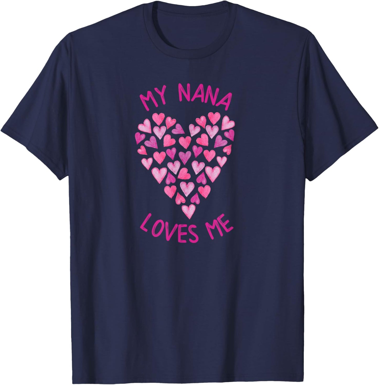 My Nana Loves Me Valentine Hearts for Girls T-Shirt - T-Shirt | Navy